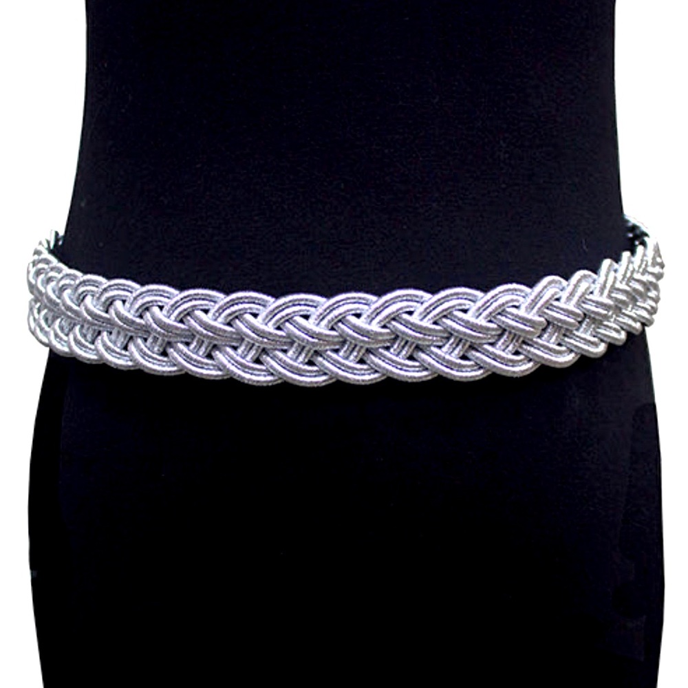 Silver metallic woven braid belt NEW